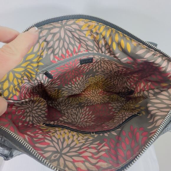 Lodis Siera Purse Genuine Black Leather Tote Bag, Luggage Pass-Through on Back - Picture 11 of 14